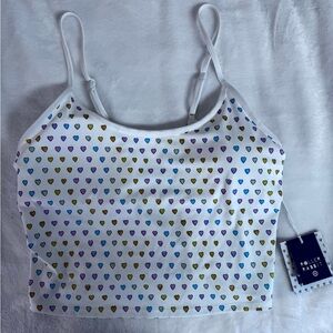 RARE Roller Rabbit White Tank Top with Multicolor Heart Design